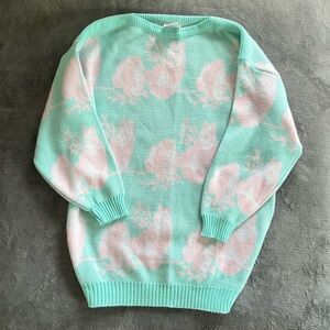 Extra Touch vintage Mint and Pink Squirrel Sweater